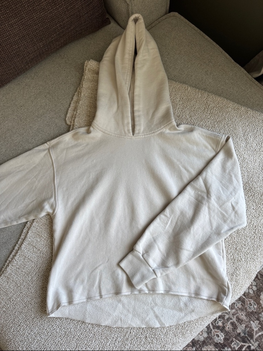 Women’s Cream Pullover Cropped Hoodie Sweatshirt